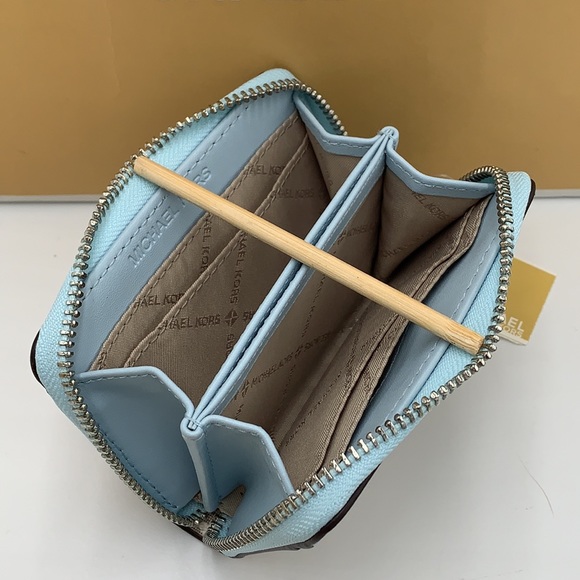 MICHAEL KORS MEDIUM ZIP AROUND CARD CASE VSTA BLUE MULTI SIGNATURE COLOR - Picture 11 of 15